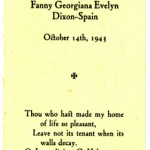 Memorial Service Card for Fanny Georgiana Evelyn Dixon-Spain